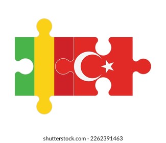 Connected puzzle of flags of Mali and Turkey, vector