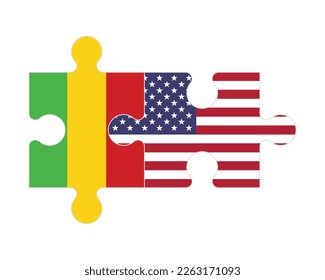 Connected puzzle of flags of Mali and USA, vector