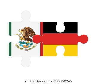 Connected puzzle of flags of Mexico and Germany, vector