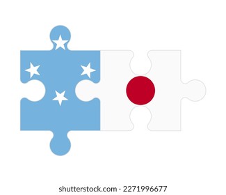 Connected puzzle of flags of Micronesia and Japan, vector