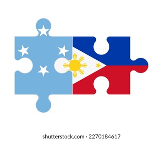 Connected puzzle of flags of Micronesia and Philippines, vector
