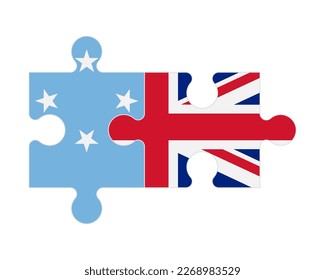 Connected puzzle of flags of Micronesia and United Kingdom, vector