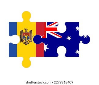 Connected puzzle of flags of Moldova and Australia, vector
