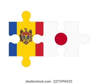 Connected puzzle of flags of Moldova and Japan, vector