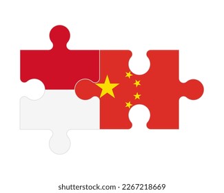 Connected puzzle of flags of Monaco and China, vector