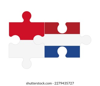 Connected puzzle of flags of Monaco and Netherlands, vector