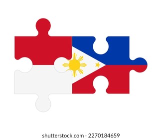 Connected puzzle of flags of Monaco and Philippines, vector
