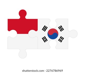 Connected puzzle of flags of Monaco and South Korea, vector