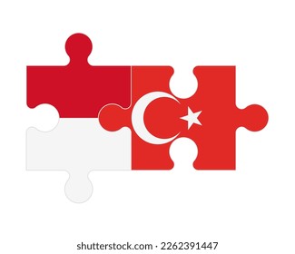 Connected puzzle of flags of Monaco and Turkey, vector