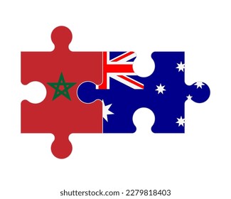Connected puzzle of flags of Morocco and Australia, vector