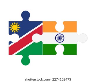 Connected puzzle of flags of Namibia and India, vector