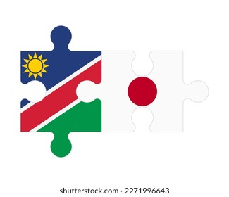 Connected puzzle of flags of Namibia and Japan, vector