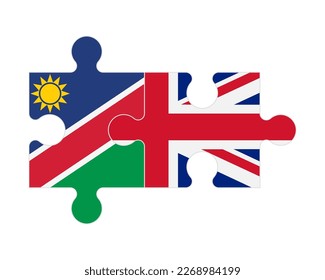 Connected puzzle of flags of Namibia and United Kingdom, vector