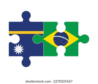 Connected puzzle of flags of Nauru and Brazil, vector