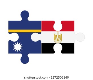 Connected puzzle of flags of Nauru and Egypt, vector