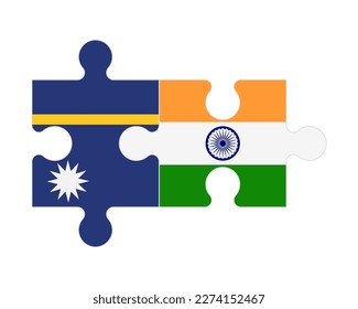 Connected puzzle of flags of Nauru and India, vector