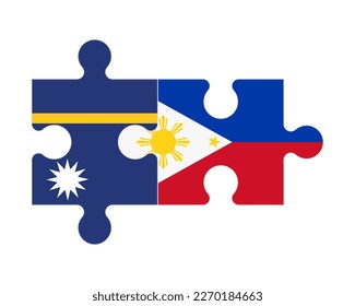 Connected puzzle of flags of Nauru and Philippines, vector