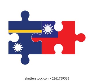 Connected puzzle of flags of Nauru and Taiwan, vector
