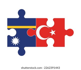 Connected puzzle of flags of Nauru and Turkey, vector