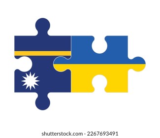 Connected puzzle of flags of Nauru and Ukraine, vector