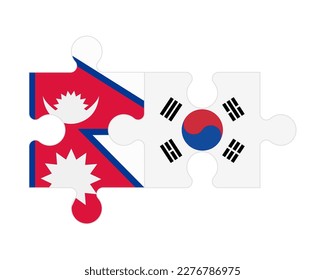 Connected puzzle of flags of Nepal and South Korea, vector