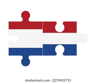 Connected puzzle of flags of Netherlands and Netherlands, vector