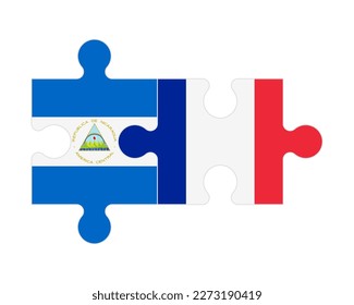 Connected puzzle of flags of Nicaragua and France , vector