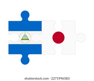 Connected puzzle of flags of Nicaragua and Japan, vector