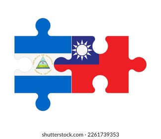 Connected puzzle of flags of Nicaragua and Taiwan, vector