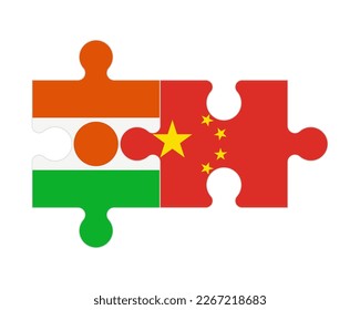 Connected puzzle of flags of Niger and China, vector