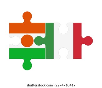 Connected puzzle of flags of Niger and Italy, vector