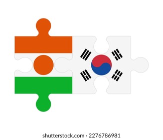 Connected puzzle of flags of Niger and South Korea, vector