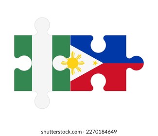 Connected puzzle of flags of Nigeria and Philippines, vector