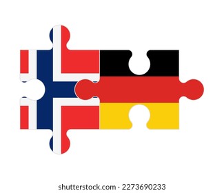 Connected puzzle of flags of Norway and Germany, vector