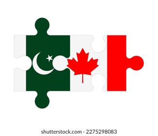 Connected puzzle of flags of Pakistan and Canada, vector