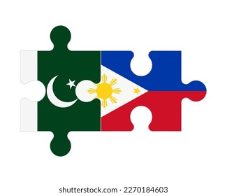 Connected puzzle of flags of Pakistan and Philippines, vector