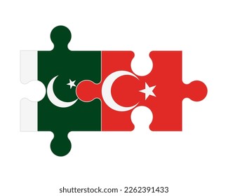 Connected puzzle of flags of Pakistan and Turkey, vector