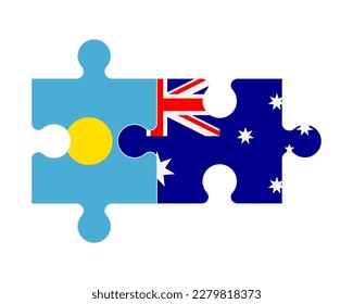 Connected puzzle of flags of Palau and Australia, vector
