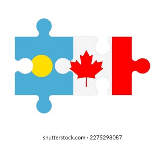 Connected puzzle of flags of Palau and Canada, vector