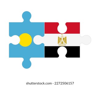 Rompecabezas conectados de banderas de Palau y Egipto, vector