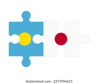 Connected puzzle of flags of Palau and Japan, vector