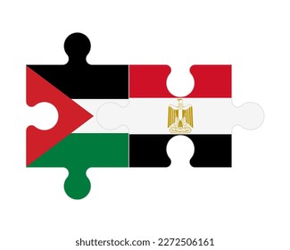 Connected puzzle of flags of Palestine and Egypt, vector