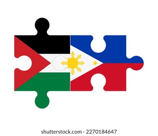 Connected puzzle of flags of Palestine and Philippines, vector