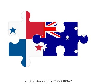 Verbundenes Rätsel der Flaggen von Panama und Australien, Vektorgrafik