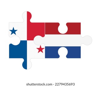 Connected puzzle of flags of Panama and Netherlands, vector