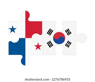 Connected puzzle of flags of Panama and South Korea, vector