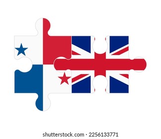 Rompecabezas conectado de banderas de Panamá y el Reino Unido, vector