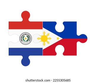 Rompecabezas conectado de banderas de Paraguay y Filipinas, vector
