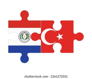 Verbundenes Rätsel der Flaggen Paraguays und der Türkei, Vektorgrafik