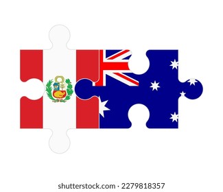 Connected puzzle of flags of Peru and Australia, vector